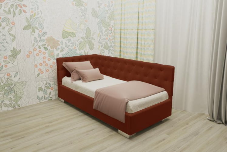 ДЕТСКАЯ МЯГКАЯ ИНТЕРЬЕРНАЯ КРОВАТЬ ВЕРСАЛЬ БЕЗ ОСНОВАНИЯ (BERHOUSE) Материал фасада: Металл/Велюр; Спальное место: 800х2000 мм; Цвет: Оранжевый_0