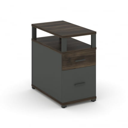 Тумба опорная/приставная с ящиком, распашным фасадом и надставкой CONCEPT CN.TGP-002 B/W Дуб Мали Антрацит_0