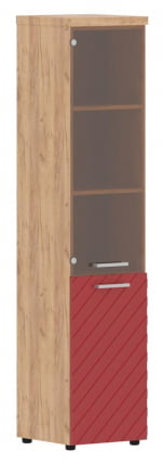 Шкаф колонка комбинированная с топом (правый) Torr LUX TLHC 42.2 R Дуб Бофорд Красный_0
