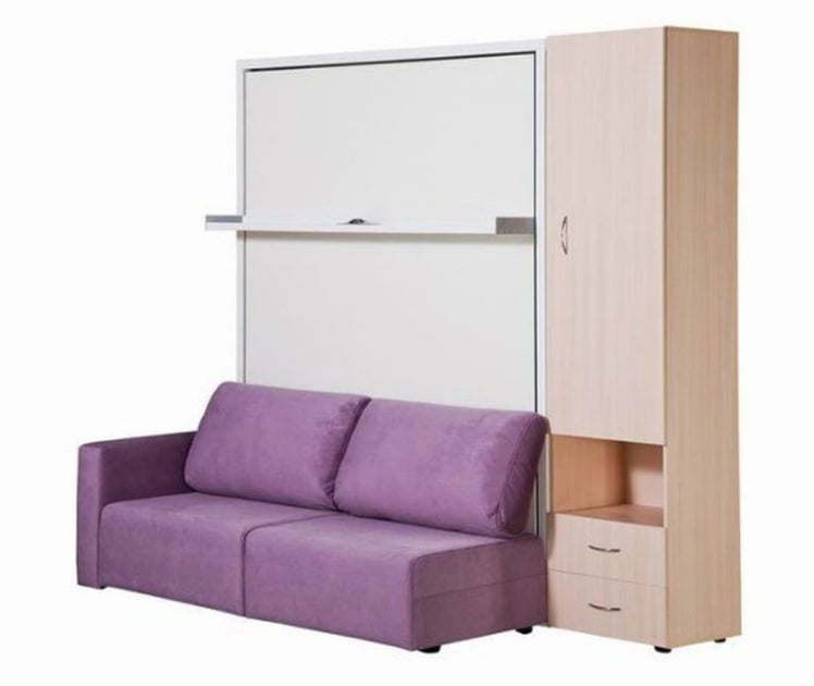 Шкаф-диван-кровать Смарт 1 3-в-1 правый 1600 Белая шагрень_0