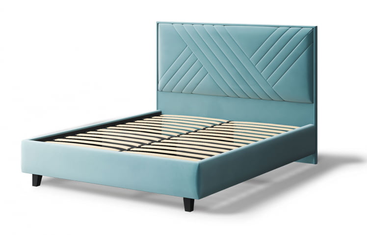 Кровать МИРА 2000*1200мм (на опорах), велюр NEO 22 (бирюзовый), (б/основания, б/матраса)_1