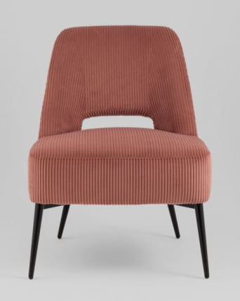 Кресло лаунж Бостон велюр рельефный коралловый_1