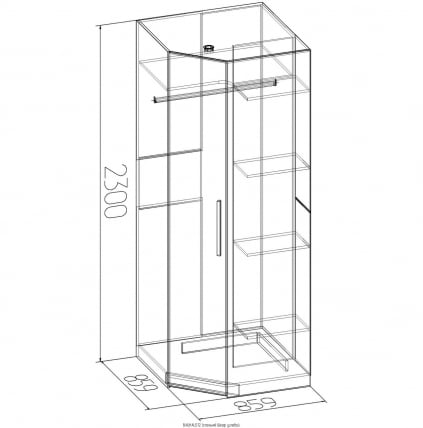 Шкаф угловой BAUHAUS 12 Дуб Сонома (спальня)_1