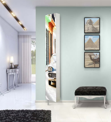 Поворотный зеркальный шкаф Лупо Шелф Арт Беленый дуб_6