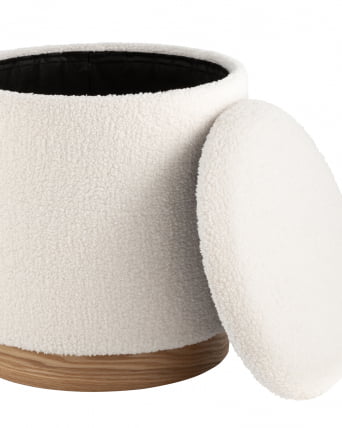 Пуф с ящиком Холли L Тедди белый_4