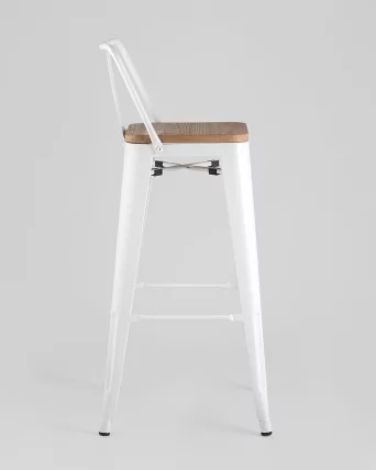 Стул барный Tolix Wood 75.5  со спинкой Белый_2
