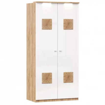 Шкаф двухстворчатый с декоративными накладками Фиджи ЛД 659.237.000 Дуб Золотой Белый_0