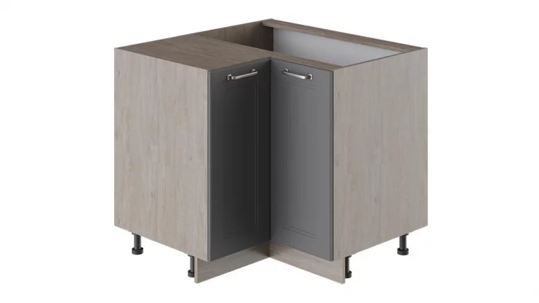 Шкаф напольный угловой с углом 90° Одри НУ90-72_2ДР(НУ) Дуб Сонома трюфель/Серый шелк_0