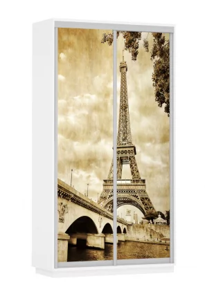 Шкаф-купе двухдверный Экспресс Дуо 1200х2200h Париж/Белый снег_0