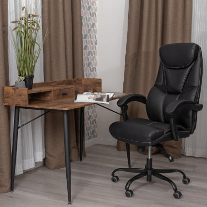 Кресло руководителя Cambridge metalBL кож/зам/ткань, черный/черный, 36-6/11_15