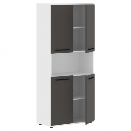 Шкаф с двумя комплектами глухих малых дверей EDIS EHCS 85.4 Мокко Черный Белый_1