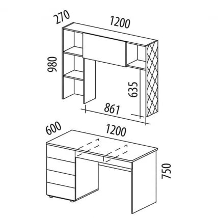 Стол с надстройкой (лев/прав) Монако 903.301 Дуб Вотан / Белый шпон / Альпийский белый_6