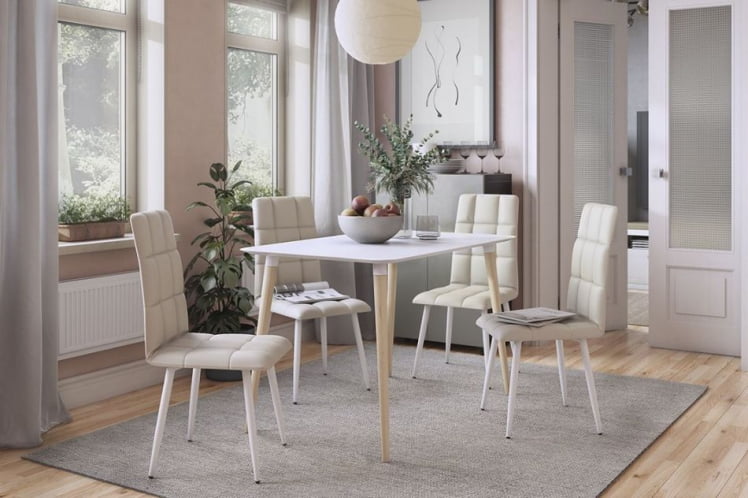 Стол обеденный Сканди 1 Белый-светлый лак_3