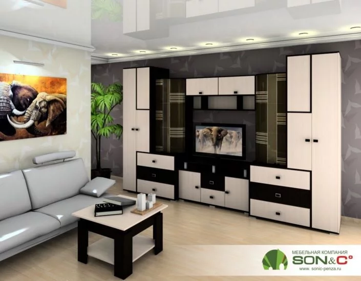 Стенка Карисма 2 Дуб молочный/Венге_0