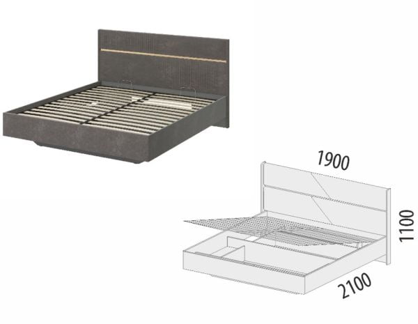 Кровать с подъемным механизмом Монако 902.36 Оникс Десерт серый_4