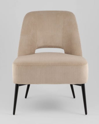 Кресло лаунж Бостон велюр рельефный бежевый_1