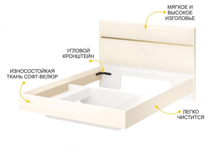 Кровать Монако 903.01 Белый шпон/Даллайс Айвори_2