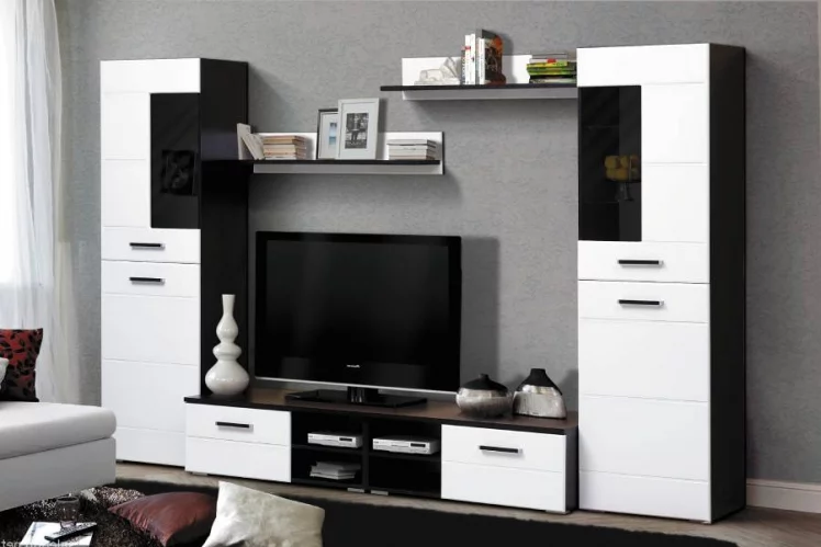 Набор мебели для гостиной Грация 1.6 МДФ глянец Венге/Белый_0