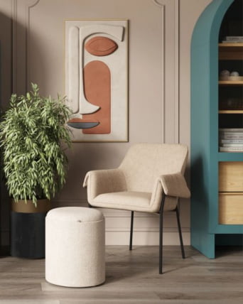 Пуф-столик с ящиком Хюгге S букле бежевый_3