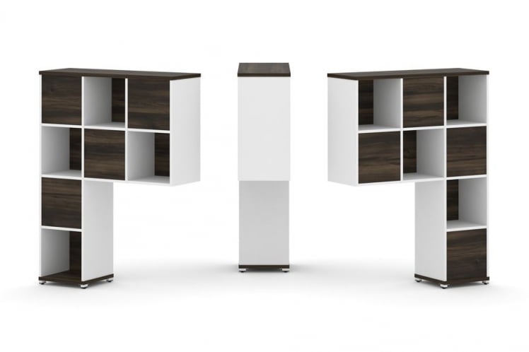 Надставка на стол высокая двухсторонняя + задняя стенка (8 шт.) CONCEPT CN.DNV-001 Дуб Мали Белый бриллиант Белый металл_0