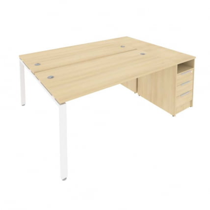 Рабочая станция с опорной тумбой Metal System Б.РС-СТП-2.4 Акация/Белый_0