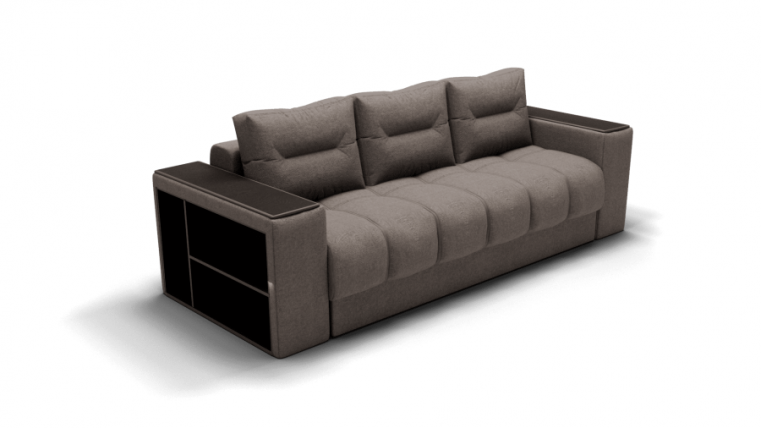 Диван Барон - 1 (ЗР) Цвет фасада: Серо коричневый; Тип: Прямой; Материал фасада: Металл/Велюр_0