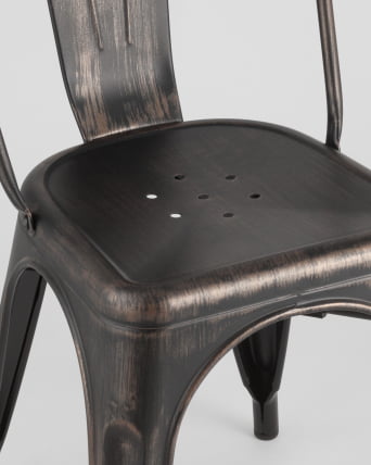 Стул TOLIX с высокой спинкой Черный патина золото_6