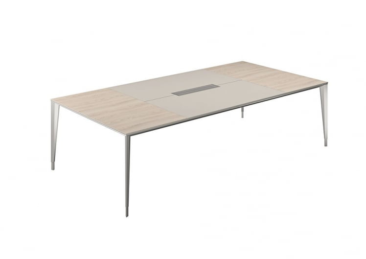 Конференц-стол (домино вдоль) Atlas NZ-0109.YN.GS.AL Ясень Наварра Серый камень Алюминий_0