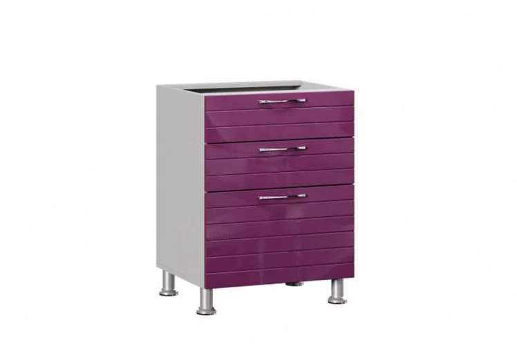 Тумба кухонная 600 с 3 ящиками (4) Анастасия ЛД 030.102.000 М Ежевика_0