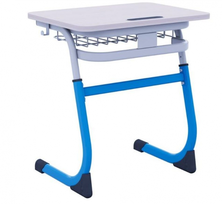 Парта одноместная регулируемая по высоте СМАРТЙ 600х500 с углом наклона столешницы (рост 3-5) Голубой/Серый / SMARTY_0