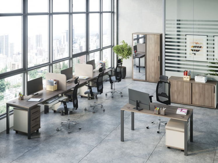 Стол письменный на металлоопорах New Line NLN36312134 Дуб шамони темный_1