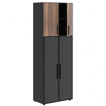 Шкаф комбинированный VELION VENEER VRHCS 80.2 Американский орех Яшма черная_3