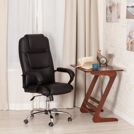 Кресло BERGAMO хром (22) кож/зам, черный, 36-6_17