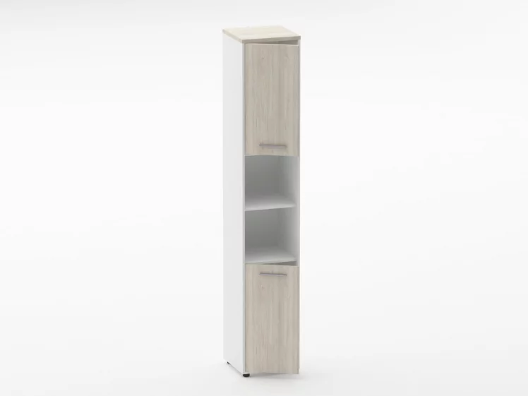 Шкаф 5 узкий закрытый с 2 -мя открытыми полками Deka 10.23.12Л Дуб Сантана светлый/Белый_1