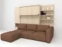 Шкаф-диван-кровать Смарт 1 левый с полкой и пуфом 1400 Венге_218097