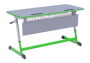 Парта двухместная NOMAD V с ручной регулировкой высоты  с антивандальной  полиуретановой кромкой (рост 4-6) Оливковый/Серый_3680908